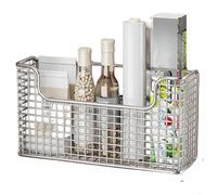 Tidgel Panier de rangement mural en maille métallique pour porte d'armoire de cuisine, support de placard de cuisine, blanc (argenté)
