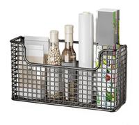 Tidgel Panier de rangement mural en maille métallique pour porte d'armoire de cuisine, support de placard de cuisine, blanc (noir)