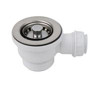 Tidgel Passoire d'évier en acier inoxydable avec bride en polypropylène de 70 mm, kit de vidage pour éviers de cuisine standard, ouverture de 47 à 52 mm, blanc