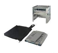 Tidgel Poêle à bois pliable en acier inoxydable pour camping, barbecue à hauteur réglable avec cendrier, système de cuisson d'extérieur portable pour randonnée, pique-nique
