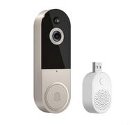 Tidgel Sonnette vidéo sans fil 1080p, sonnette intelligente WiFi avec audio bidirectionnel, détection nocturne et humaine pour la sécurité de la maison (beige)