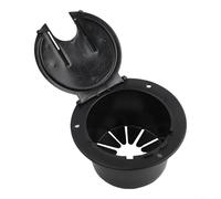 Tidgel Trappe de cordon d'alimentation pour camping-car - Porte ronde de câble électrique de 50 A avec fente en pouces pour remorque camping - Plastique ABS noir ou blanc (noir)