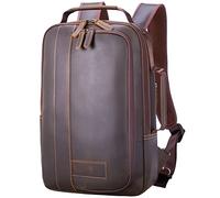 TIDING Sac à Dos Professionnel en Cuir pour Homme Anti-Vol Extensible 15,6 Pouces Sac Ordinateur Portable Vintage Convertible Bureau Travail, Marron