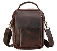 TIDING Sac Bandoulière Homme en Cuir Petit Sac Messager Polyvalent à Bande Réglable pour Voyage Randonnée Travail Quotidien, Marron