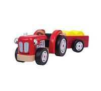 Tidlo T0502 Tracteur et remorque en Bois avec Foin, Multicolore