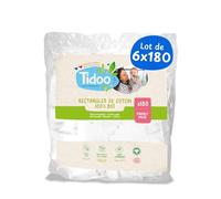 Tidoo - 1080 Coton Pads Bébé 100% Bio - Ultra Doux pour Peaux Sensibles - Change & Toilette - Fabriqués en France