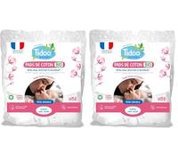 TIDOO - 150 Rectangles de Coton Bio - Ultra Doux, Résitant & Absorbant - Dès la naissance - Change & Toilette - Pads pour toute la famille (Lot de 2)