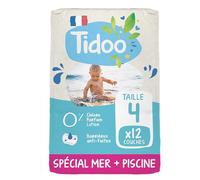 TIDOO Swim & Play - Couches Culottes de Bain T4 (8-15kg) x12 - Anti-Fuites - Facile à enfiler - Ne gonfle pas dans l’eau - Fabriquée en France