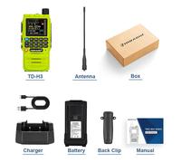 TIDRADIO TD H3 talkie-walkie longue portée programmation sans fil bande aérienne remorquage jambon Radio ensemble sans fil USB Rechargeable GMRS - Type TD-H3-Green