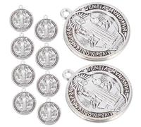 TIDTALEO 10 Pièces Médaille Saint Benoît avec Motif Croix Pendentifs Religieux Alliage de Zinc pour Bijoux Diy Colliers Porte Clés et Bracelets