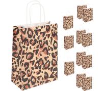 TIDTALEO 12 Paquet Présents en Papier Kraft Motif Léopard, Faciles à Transporter Ranger, pour Festivals et Marchés Artisanaux