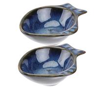 TIDTALEO 2 pièces Bols à Sauce Céramique Forme de Poisson Coupelles à Trempette pour Condiments Vinaigre Soja Assaisonnement Maison et Restaurant