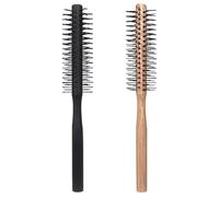 TIDTALEO 2pcs Brosse à Rouleau Ronde en Bois Poils en Nylon pour Cheveux Bouclés, Coiffage Facile et Séchage Rapide, pour Usage Domestique