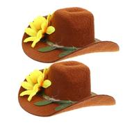 TIDTALEO 2pièces Chapeau De Cowboy Feutre pour Bouteille De Vin Lot de Mini Chapeaux Haut De Forme