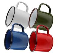 TIDTALEO 4 pièces Mugs Émaillés Vintage avec Poignées Assortiment de Couleurs pour Boissons Chaudes et Camping
