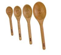TIDTALEO 4Pièces Set de Cuillères à Mesurer Hêtre Ustensiles de Pâtisserie pour Café Miel et Lait Poudre Outils de Cuisine avec Marquages Faciles à Lire