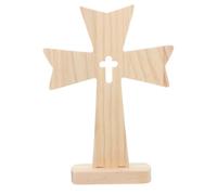 TIDTALEO 5 Pièces Décoration D'église en Bois Beige Croix Rustique, Facile à Nettoyer et Présentation Pied pour Baptême ou Décor Religieux