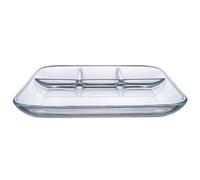 TIDTALEO Assiette en Verre Trempé Carré Transparente Compartiments, Plaque de Sous-grille Résistante pour Service de Table, pour Repas et Collations à Domicile