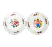TIDTALEO Assiettes Émaillées Épaisses Plateau Robuste Style Chinois Vintage Lot de 2 pour Servir Snacks et Bonbons pour Pique-niques et Restaurant