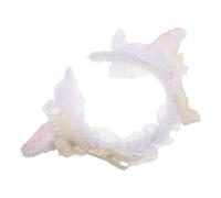 TIDTALEO Bandeau Cheveux Fille Style Lolita Oreilles de Mouton en Tissu Léger Beige, Accessoire Mignon et Facile à Porter pour Tenue Quotidienne ou Fêtes