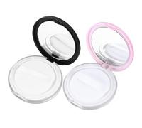 TIDTALEO Boîte de Rangement pour Poudre avec Miroir Design Pratique et Créatif avec 2 Sets de Housses pour Houppette, Étui Léger en PP pour Voyage ou Usage Familial