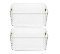 TIDTALEO Boîtes de Rangement pour Cosmétiques 2pcs en Plastique Transparent Compartiments Rectangulaires Résistants à l'usure, Organisateur de Salle de Bain pour Chambre ou Dortoir