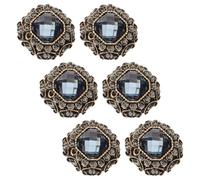 TIDTALEO Boutons de Vêtements Décoratifs Métalliques, 6 Pièces Carrés en Strass Bleu Gris, Petite Taille 17Mm, Accessoires pour Remplacement et Création de Manteaux et Pulls