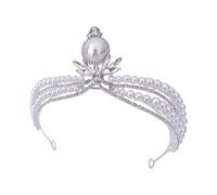 TIDTALEO Diadème de perles Tiare en coiffe de couronne pour mariage robe de soiree bijoux décor diadème de mariée couronnes pour femmes d'imitation argent alliage de zinc