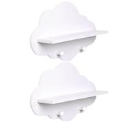 TIDTALEO Étagère Murale sans Percer 2pcs en Bois Blanc Forme Nuage, Robuste et Réutilisable, Support de Rangement Cuisine et Salle de Bain