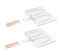 TIDTALEO Grille à Griller pour Poisson Et Viande 2 Pcs pour Barbecue Extérieur Maille en Fer Panier à Poisson Grillé Pratique pour Légumes Et Fruits De Mer Résistant
