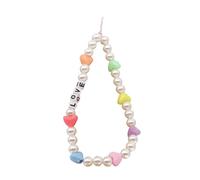 TIDTALEO Lanière De Téléphone Portable Perles Décoratives 2 Pièces, Chaîne Suspendre Anti-perte Pour Smartphone, Style Bohème Breloques En Faux Perles Et Lettres