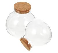 TIDTALEO Lot de 2 Bouteilles Écologiques en Verre 15 Cm pour Terrarium Végétal Intérieur, Bocaux Ronds Bouchon Liège, Multi-usages pour Micropaysage et Décoration Maison