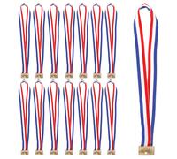 TIDTALEO Lot de 25 Rubans de Compétition en Polyester aux Trois Couleurs Rouge, Blanc et Bleu, Lanières pour Médailles Faciles à Mettre et Sécurisées, pour Réunions Sportives