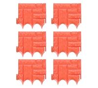 TIDTALEO Lot de 6 Bordures de Jardin en Plastique Rouge Imitation Pierre, Clôture Paysagère Modulaire pour Pelouse et Parterre, Décorative et Résistante aux Intempéries, Facile à Assembler