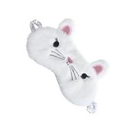 TIDTALEO Masque de Sommeil Blanc Design Chat Fluffy, Léger et Confortable en Tissu, pour Dormir et Voyager, Cache-œil Doux et Occultant pour Nuit Paisible