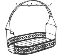TIDTALEO Organiseur de Tasse en Fer Noir 6 Crochets et Panier Métallique, Étagère de Rangement Élégante de Style Européen Cuisine et Café