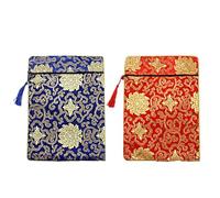 TIDTALEO Paquet Brodé en Brocart pour Rangement des Écritures Bouddhistes, Style Rétro Chinois, Double Couche, 2 Pièces, pour Voyages et Activités en Plein Air