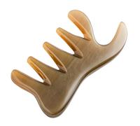TIDTALEO Peigne de Massage Forme Queue à 5 Dents en Corne de Bœuf Outil Guasha pour Massage Doux du Cou Jambes, Adapté aux Personnes Âgées