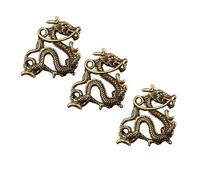 TIDTALEO Pendentif Dragon en Laiton Chic Antique, Lot de 3 Pièces, Or Solide Artisanat Fin pour Porte-clés DIY et Décoration Individuelle