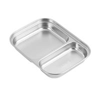TIDTALEO Plateau Alimentaire Deux Compartiments Compartimenté en Acier Inoxydable Assiette Inox Argentée Pratique et Décorative pour Banquets et Repas Personnels