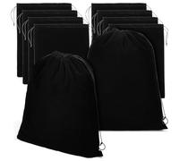 TIDTALEO Pochettes en Flanelle Noire Pochette de Rangement Grosse Capacité Cordon Lot de 10 30x40 Cm Léger et pour Mariage et Diverses Occasions