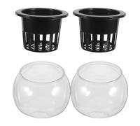 TIDTALEO Pot Hydroponique Observation Facile en Plastique Transparent 2 Pièces Design de Bol pour Plantes et Poissons Décoration Intérieure Cuisine