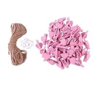 TIDTALEO Set de Pinces à Linge Corde et Punaises en Bois Couleur Rose Forme Cœur pour Décoration Murale Photo DIY et Événements à Domicile