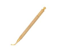 TIDTALEO Stylo D'acupression Auriculaire en Cuivre Doré à Tête Incurvée, Bâtonnet de Pression pour Points D'acupuncture, Masseur Auriculaire Manuel, Outil de Réflexologie pour Massage