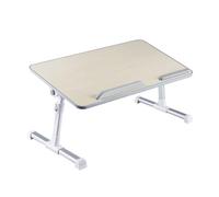 TIDTALEO Table pour Ordinateur Portable Beige Pliable et Ajustable en Bois, Bureau Pratique et Compact pour Étudier ou Travailler Confortablement Lit