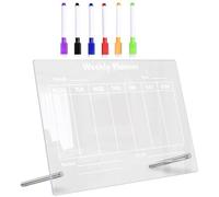TIDTALEO Tableau Mémo en Acrylique Transparent 30x20 Cm, Réutilisable et Effaçable à Sec, 6 Feutres Effaçables et 2 Punaises 7 Cm, Tableau D'écriture pour Bureau et Maison, Fournitures