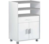 TIDY Meuble micro-ondes - Artik blanc béton - 2 portes + 1 tiroir - 92 x 59 x 40 cm