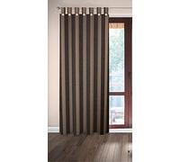 Tidy Rideau de porte occultant à pattes en coton de couleur beige avec boutons, motif rayé, taille : 213cm de longx122cm de large, lot de 1 RMDCC1BO10