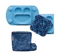 Tidy Tot®™ Assiette EasyMat Bébé en Silicone avec Ventouse et Couvercle - Assiette Repas Bébé Antidérapante avec Lunch Bag, Silicone Alimentaire LFGB, Dès 4 Mois