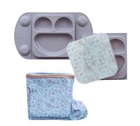 Tidy Tot®™ Assiette EasyMat Bébé en Silicone avec Ventouse et Couvercle - Assiette Repas Bébé Antidérapante avec Lunch Bag, Silicone Alimentaire LFGB, Dès 4 Mois